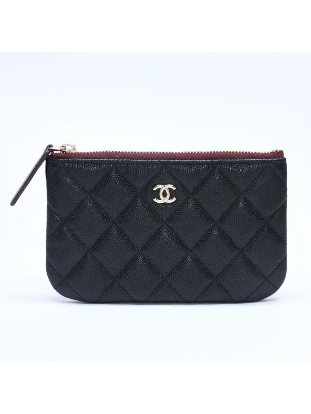 Chanel Classic Mini Pouch Stand CC Logo Caviar Leather